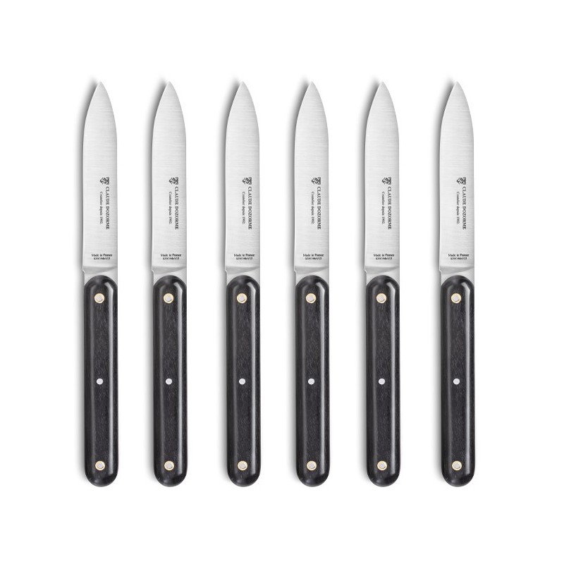 Oak wood box steak knives Navette à l'ancienne ebony wood handle Oak wood box steak knives Navette à l'ancienne ebony wood handle
