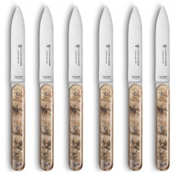 Coffret chêne couteaux à steak Navette prestige manche bélier