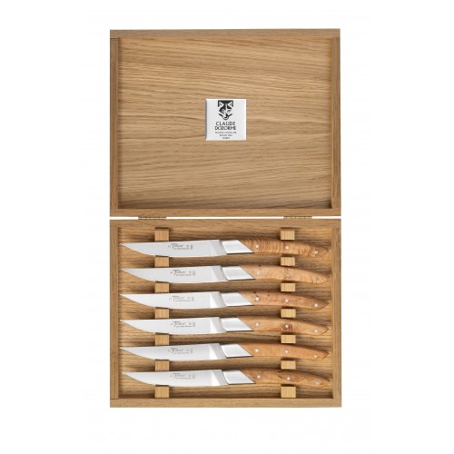 Coffret chêne couteau à steak Le Thiers® Art Déco manche bois précieux