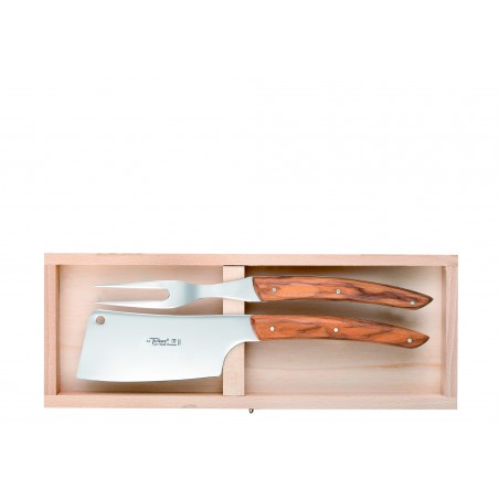Wood box of Thiers cheese set stainless steel handle