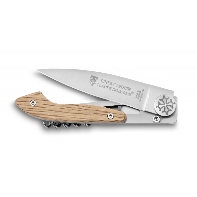 Capucin Liner Lock corkscrew pocket knife oak wood handle Capucin Liner Lock corkscrew pocket knife oak wood handle