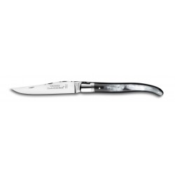 Laguiole classic pocket knife 4"3/4 black horn handle and brass bolster