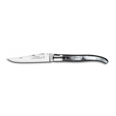 Laguiole classic pocket knife 4"3/4 black horn handle and brass bolster