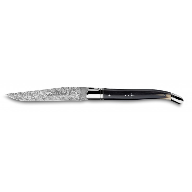 Laguiole pocket knife Damascus blade black horn handle Laguiole pocket knife Damascus blade black horn handle