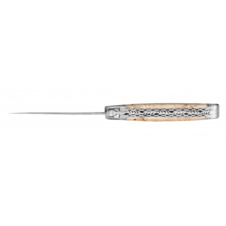 Couteau de poche Laguiole Damas double platine manche bois Couteau de poche Laguiole Damas double platine manche bois