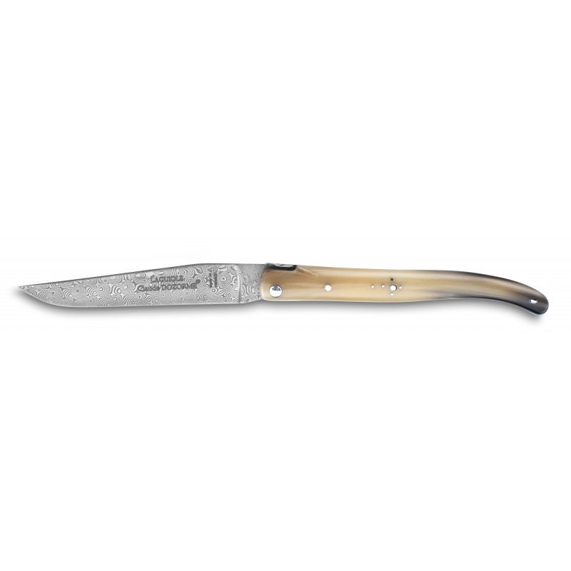 Laguiole pocket knife Damascus blade horn handle Laguiole pocket knife Damascus blade horn handle