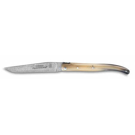 Laguiole pocket knife Damascus blade horn handle