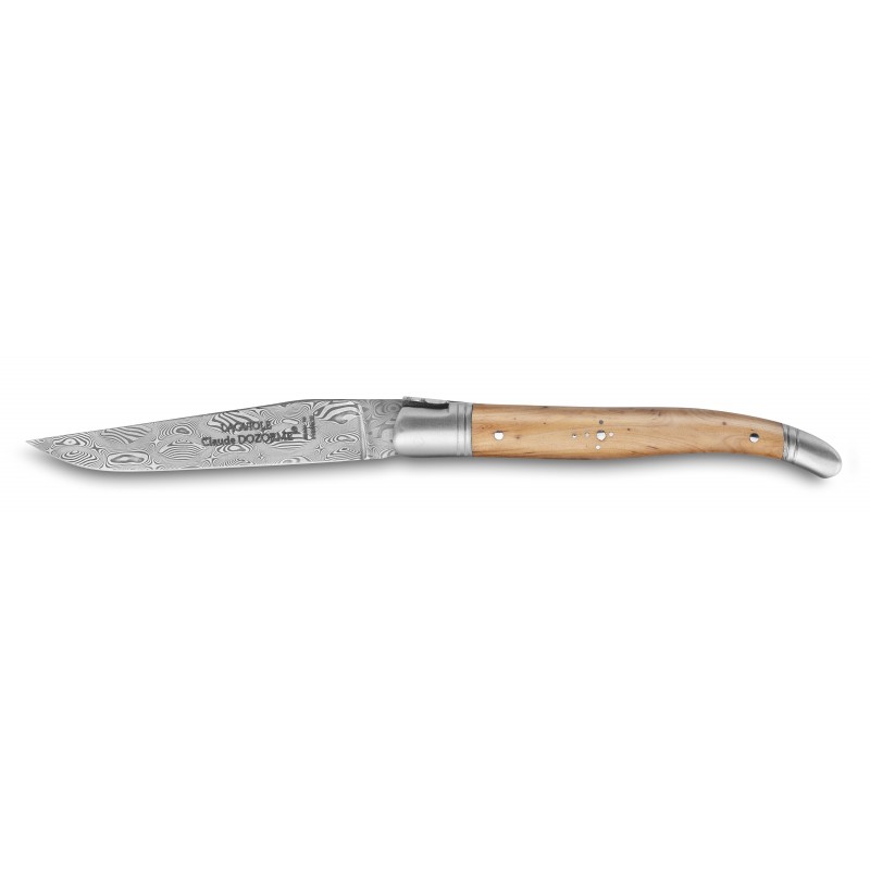 Laguiole pocket knife Damascus blade juniper wood handle Laguiole pocket knife Damascus blade juniper wood handle