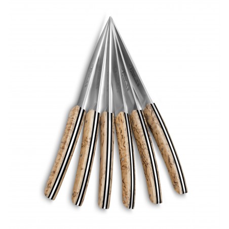 Wood box steak knives birch wood handle