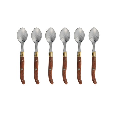 Wood box of 6 Laguiole soup spoons brass bolster Wood box of 6 Laguiole soup spoons brass bolster