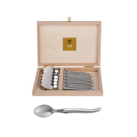 Wood box of 6 Laguiole coffee spoons no bolster