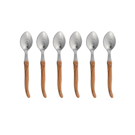 Wood box of 6 Laguiole coffee spoons no bolster