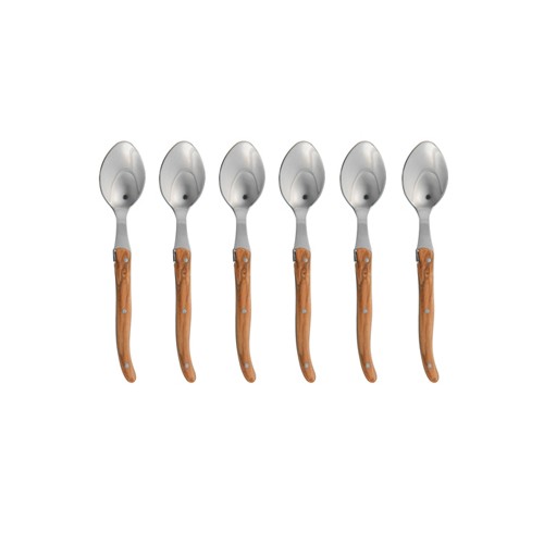 Coffret hêtre 6 cuillères à café Laguiole plein manche
