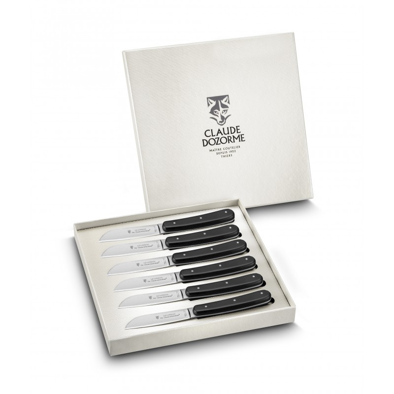 Wood box of 6 London steak knives Wood box of 6 London steak knives