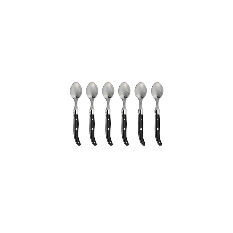 Coffret hêtre 6 cuillères à entremet Laguiole mitre inox manche nacrine
