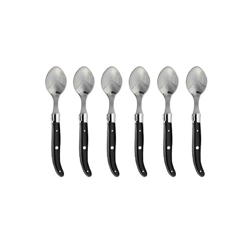 Coffret hêtre 6 cuillères à entremet Laguiole mitre inox manche nacrine