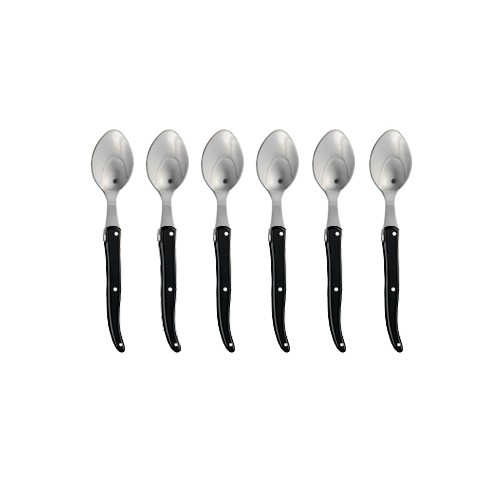 Coffret hêtre 6 cuillères à entremet Laguiole plein manche