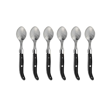 Wood box of 6 Laguiole coffee spoons stainless steel bolster resin handle Wood box of 6 Laguiole coffee spoons stainless steel bolster resin handle