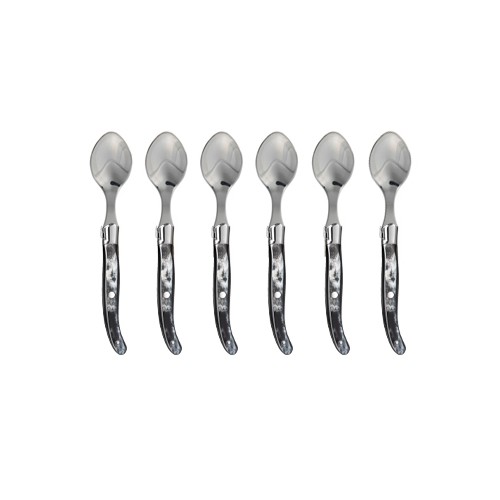 Coffret hêtre 6 cuillères à café Laguiole mitre inox manche corne noire