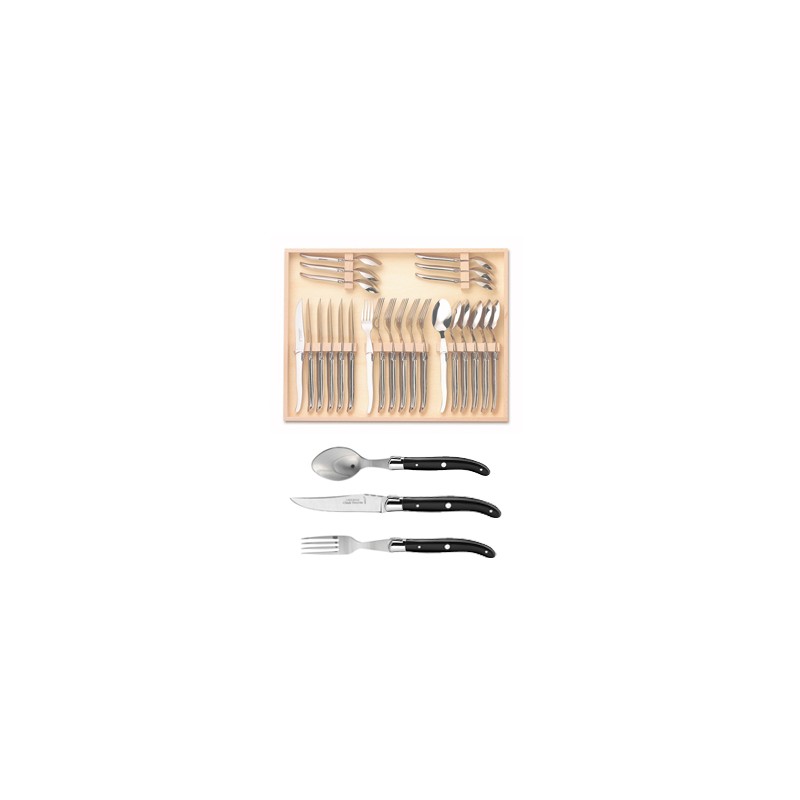 Coffret ménagère 24 pièces super Laguiole mitre inox manche nacrine ivoirine