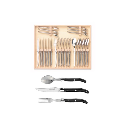 Coffret ménagère 24 pièces super Laguiole mitre inox manche nacrine ivoirine