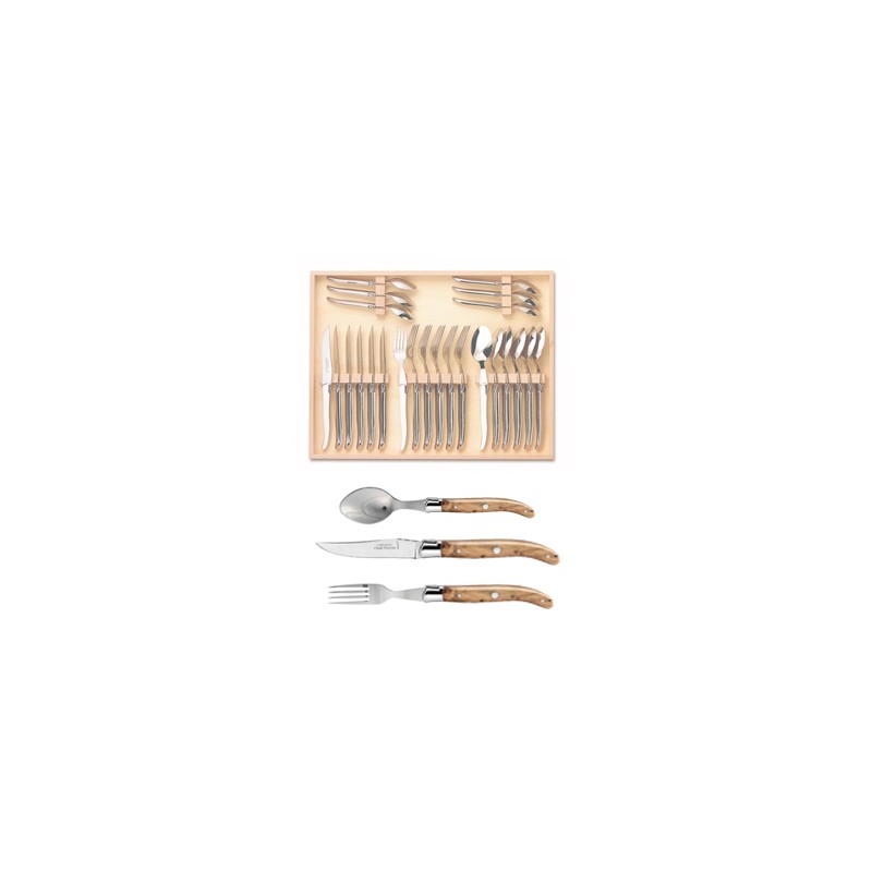 Wood box of Laguiole 24P stainless steel bolster ivory handle Wood box of Laguiole 24P stainless steel bolster ivory handle