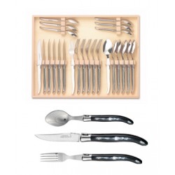 Coffret ménagère 24 pièces super Laguiole mitre inox manche nacrine ivoirine