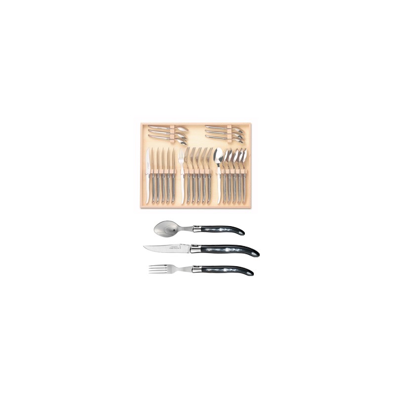 Wood box of Laguiole 24P stainless steel bolster ivory handle Wood box of Laguiole 24P stainless steel bolster ivory handle
