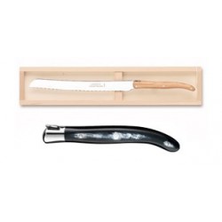 Wood box of Laguiole bread knife stainless steel bolster ivory handle