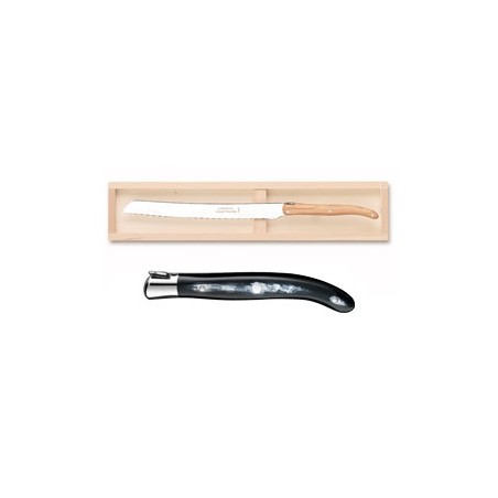 Coffret couteau à pain super Laguiole mitre inox manche nacrine ivoirine