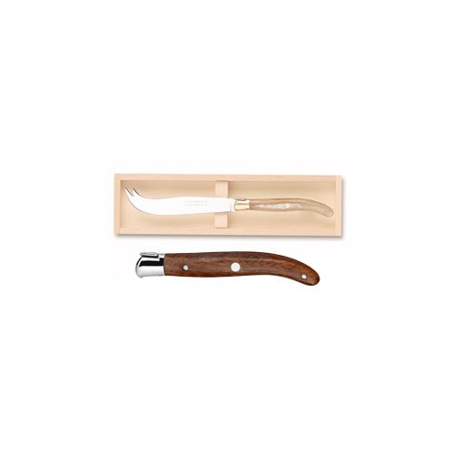 Wood box of Laguiole cheese knife stainless steel bolster ivory handle