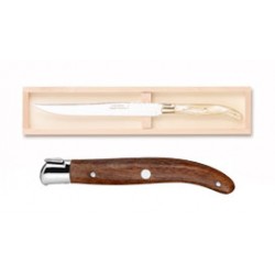 Wood box of Laguiole carving knife stainless steel bolster ivory handle