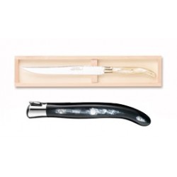 Wood box of Laguiole carving knife stainless steel bolster ivory handle