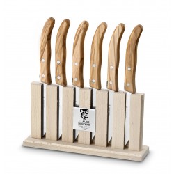 Rack of 6 Grill steak knives exotic wood handle