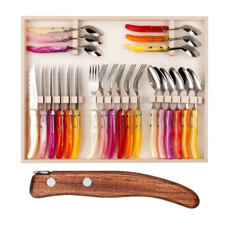 Wood box of 24 pieces berlingot wood handle Wood box of 24 pieces berlingot wood handle
