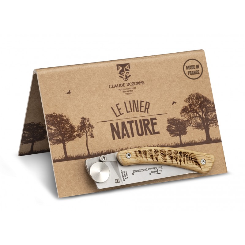 Couteau de poche Liner Thiers Nature Boussole manche gravé