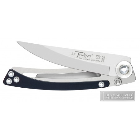 Thiers Liner Lock for women black handle and swarovski crystals