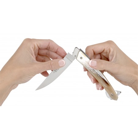 Box of Thiers pocket knife with lock system light horn handle with hand decoration Box of Thiers pocket knife with lock system light horn handle with hand decoration