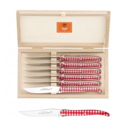 Coffret hêtre 6 couteaux super Laguiole plein manche