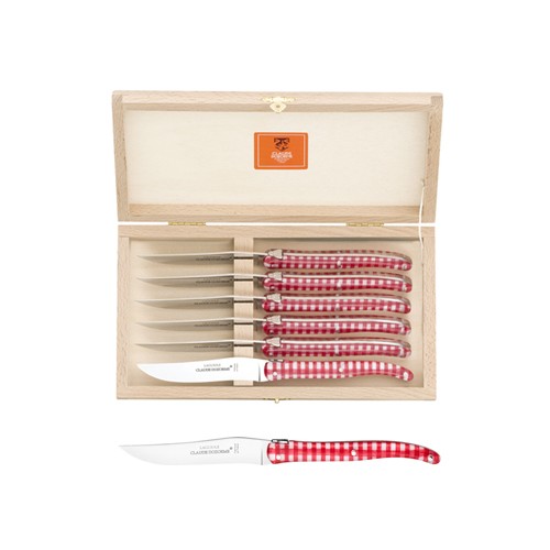 Wood box of 6 Laguiole knives no bolster