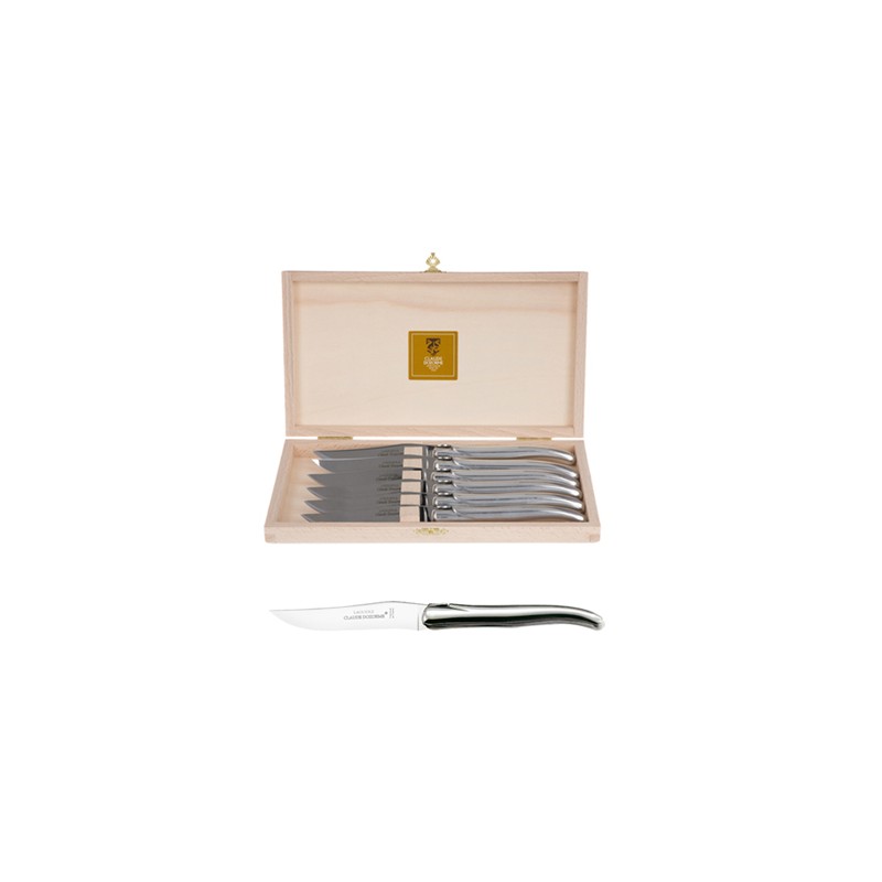 Wood box of 6 Laguiole knives no bolster Wood box of 6 Laguiole knives no bolster